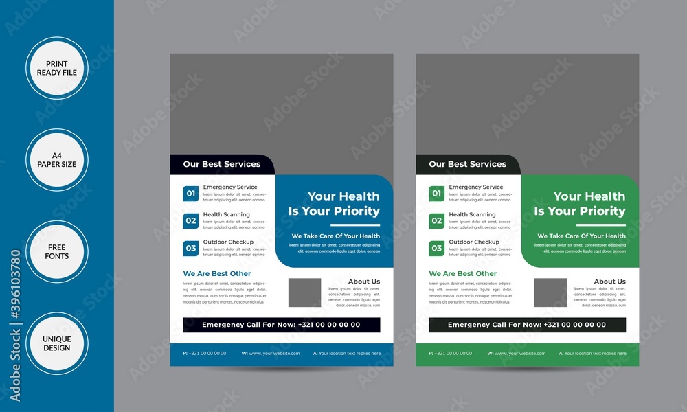Stylish Medical Laboratory Flyer Template vector template in A4 size .