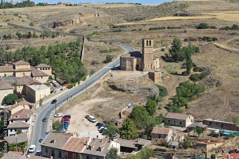 View of the Vera Cruz Church from inside one of the Alcazar Castle windows, Segovia, Spain.