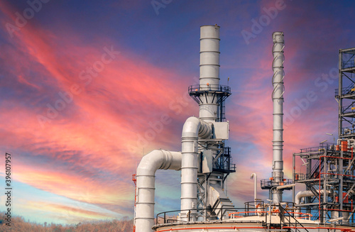 Industrial zone,The equipment of oil refining,Close-up of industrial pipelines of an oil-refinery plant,Detail of oil pipeline with valves in large oil refinery.