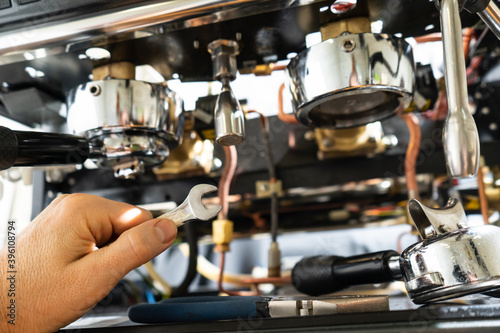 repair of the coffee machine photo. disassembled coffee machine