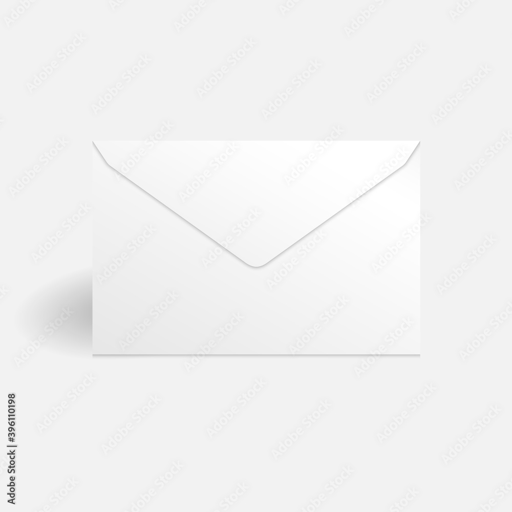 White envelope mockup template. Isolated on white background with shadow. White envelope mockup template. Isolated on white background with shadow.