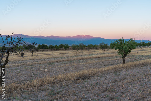First morning lights in the Sierra Nevada mountains