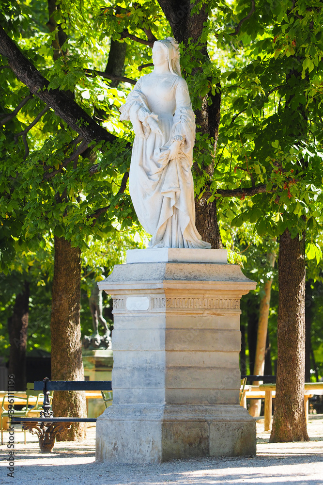 Louise de Savoie, Regent of France 1476-1551 in the Jardin du Luxembourg. Ancient statue in Jardin du Luxembourg in Paris, France