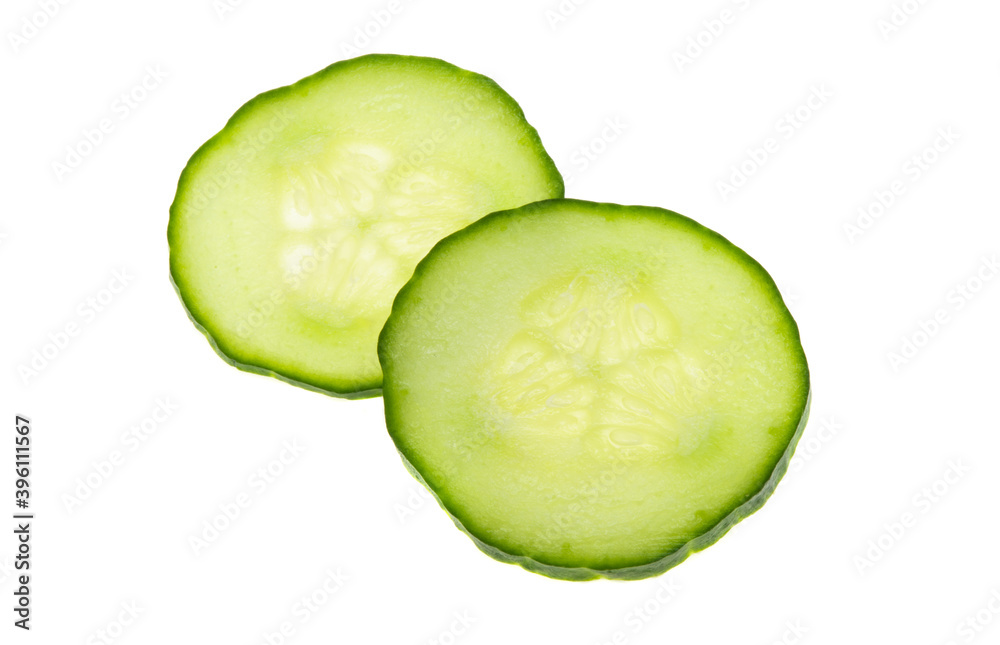 sliced cucumber isolated