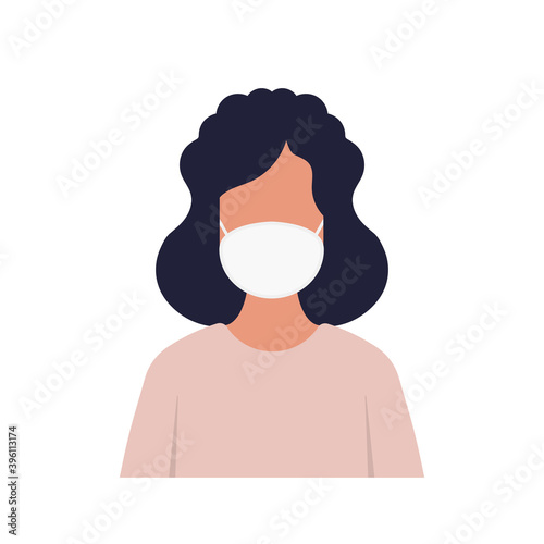 Woman wearing protective medical masks. Wearing facial mask vector illustration in flat design. Vector.