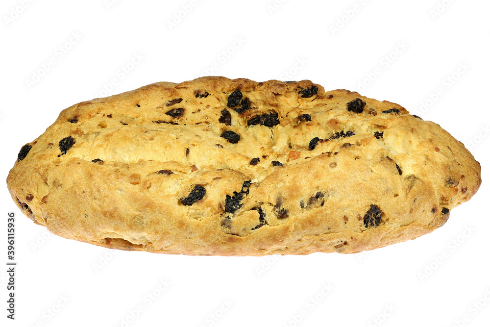 freshly baked traditional Saxon Christmas Stollen still without powdered sugar finish isolated on white background freshly baked traditional Saxon Christmas Stollen still without powdered sugar finish isolated on white background
