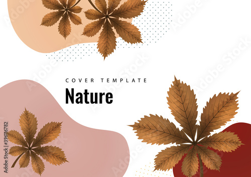 Abstract creative chestnut leaves, waves, bright modern background. Ecology concept. Vector illustration