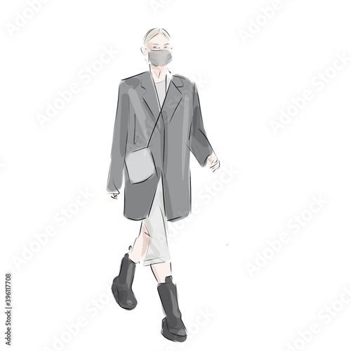 woman masked fashion sketch