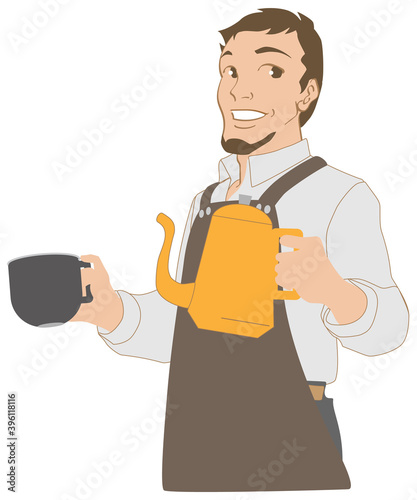 コーヒーを入れるカフェのマスター