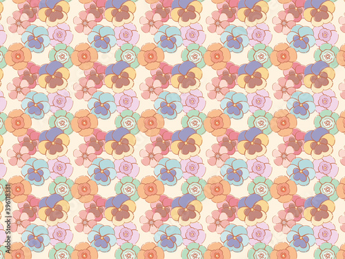 カラフルな花柄パターン-Floral pattern
