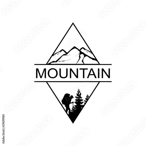 vintage logo badge for mountain hiking adventure