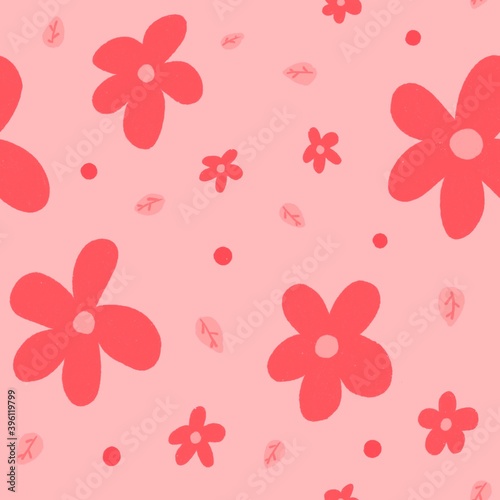 seamless pattern with flowers red tone