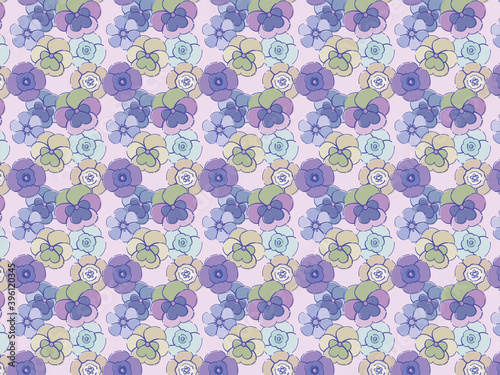 花柄パターン(ブルー)-Floral pattern
