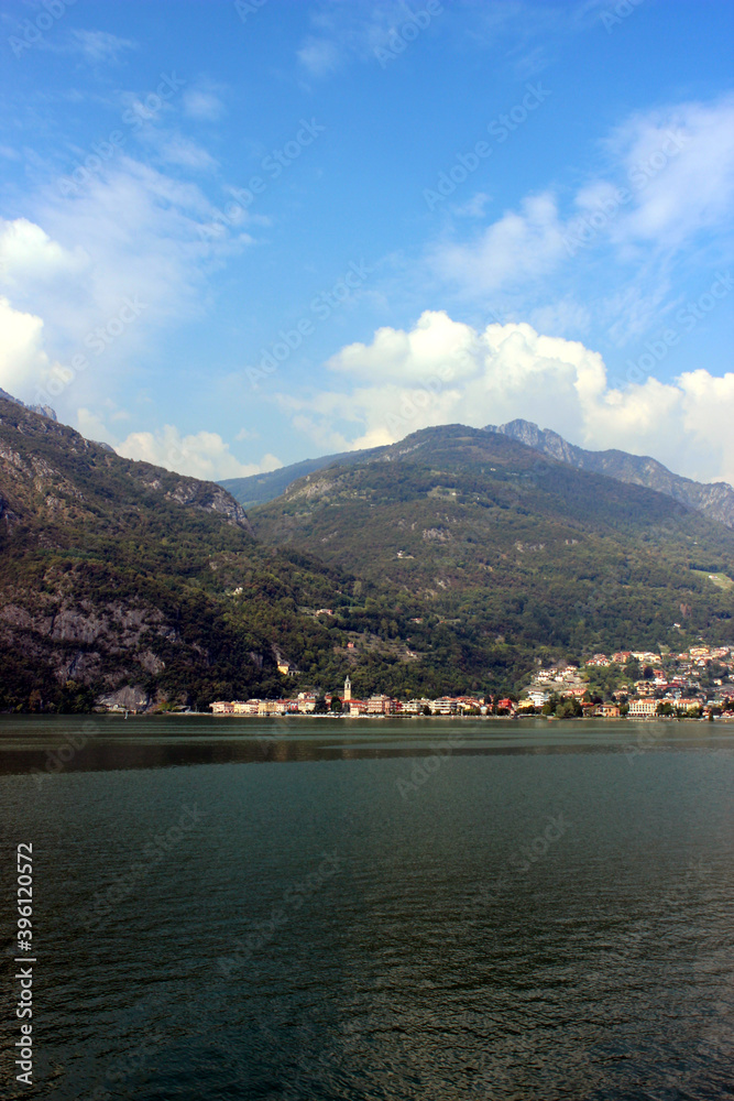 Porlezza (IT) - Aerial view from Lake Lugano towards Menaggio