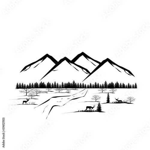 landscape mountain adventure illustration