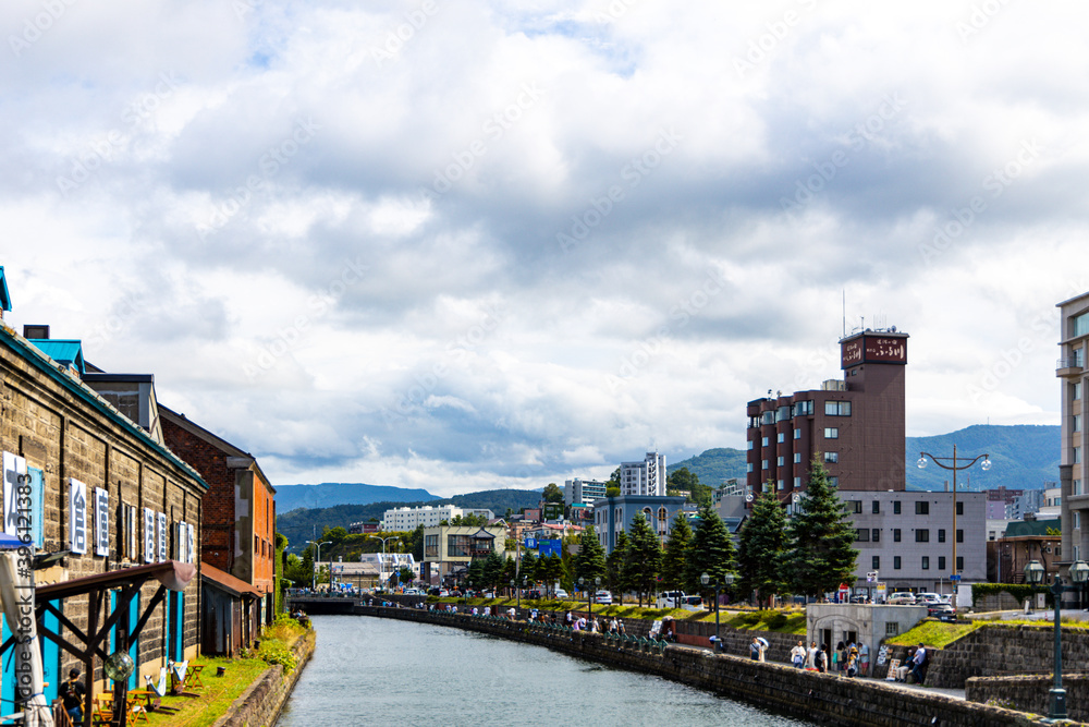 Obraz premium Scenery along the Otaru Canal in Otaru City, Hokkaido, Japan