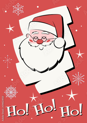 Santa Claus Season's Greeting! Mid Century Modern Style Greeting Card