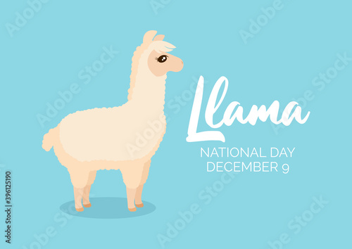 National Llama Day vector. Cute llama cartoon character. Adorable Llama icon vector. Llama Day Poster, December 9. Important day