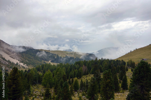 Fototapeta Naklejka Na Ścianę i Meble -  Beautiful view of Italian mountains on a sunny clear day, Dolomites.