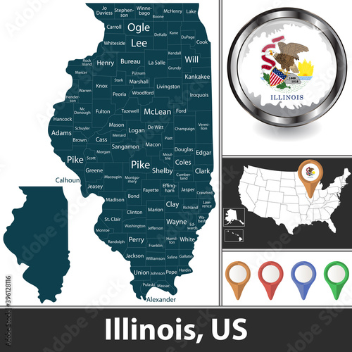 Map of Illinois, US