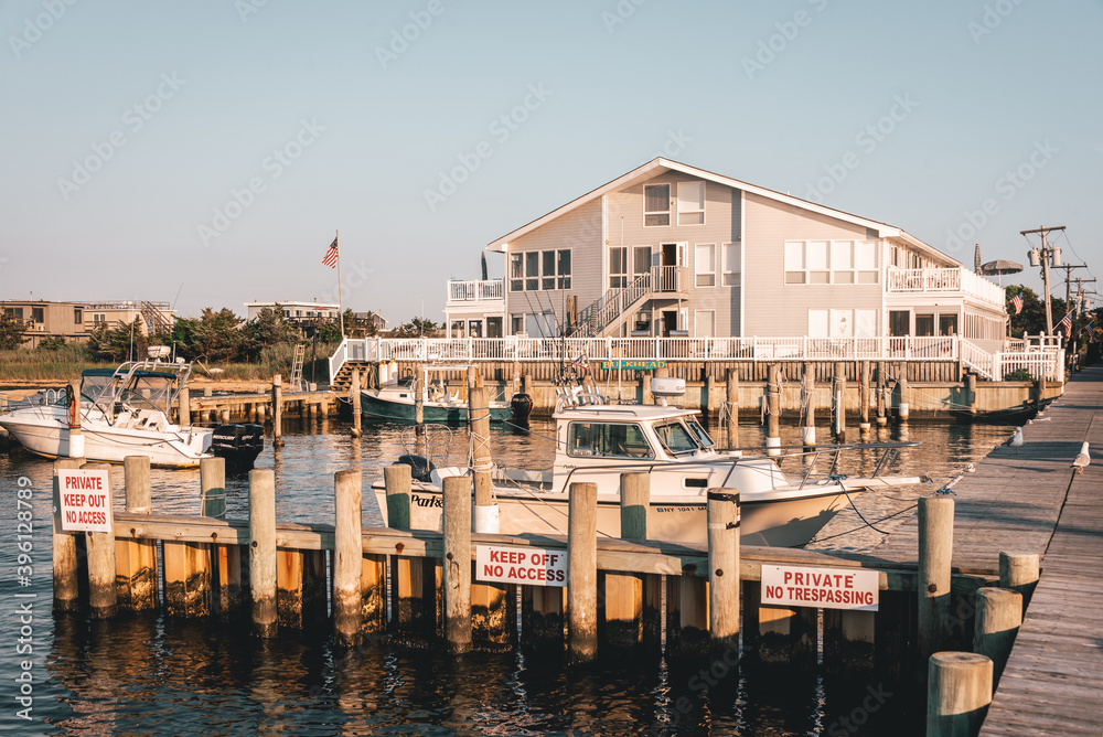 Marina in Kismet, on Fire island, Long Island, New York