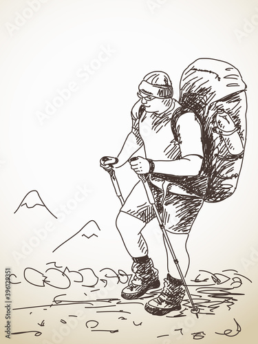 man trekking