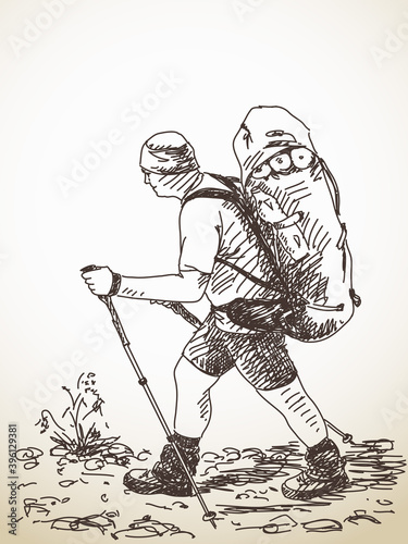 man trekking