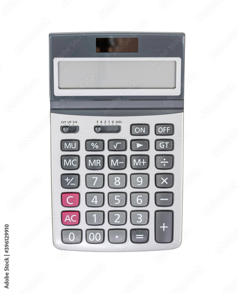 Digital calculator for computation on the top view on white isolated background.Clipping path. Digital calculator for computation on the top view on white isolated background.Clipping path.