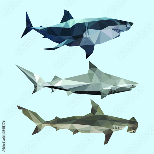 Sea animal low poly geometric polygonal triangle design