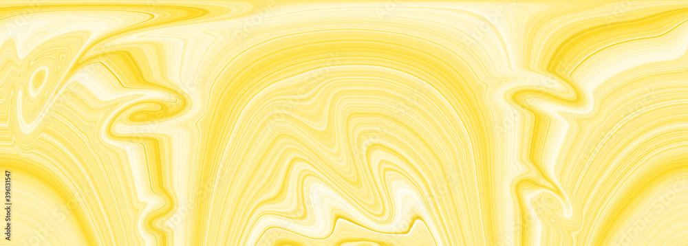 Fototapeta premium Yellow marble texture background. Template for various purposes. Abstract illustration with brown and white waves.