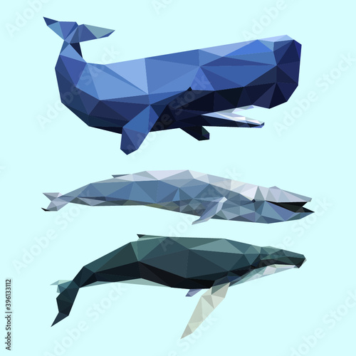 Sea animal low poly geometric polygonal triangle design