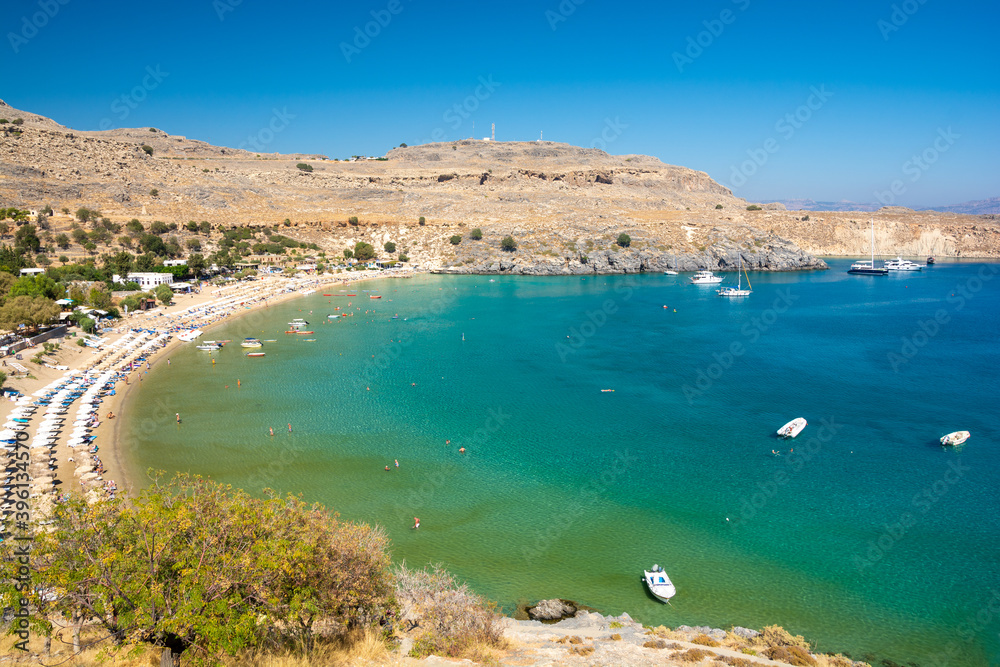 amazing bay in Lindos in Rhodes island in Greece