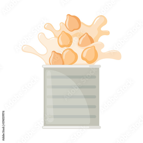Vector canned Chickpeas in can icon in flat style isolated on white.