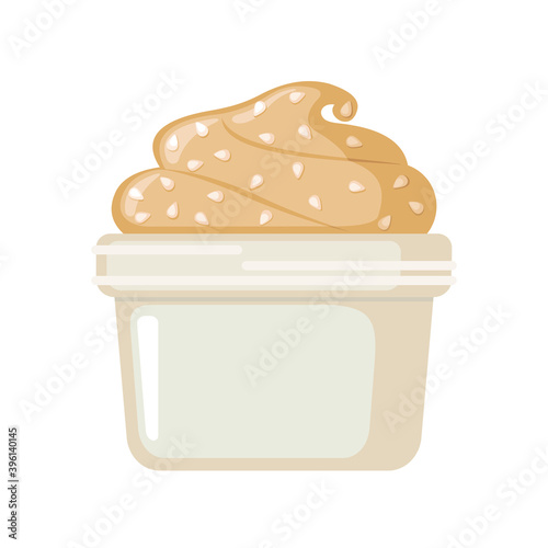 Vector Tahini sesame seed paste icon in flat style isolated on white.