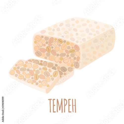 Vector Soy tempeh icon in flat style isolated on white. photo