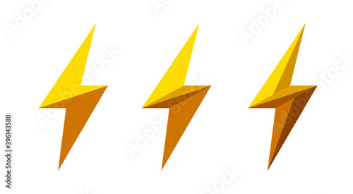 Thunder and bolt lighting flash icons set. Vector illustration.