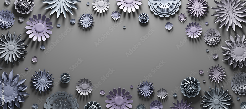Paper flowers on black background with empty space Paper flowers on black background with empty space