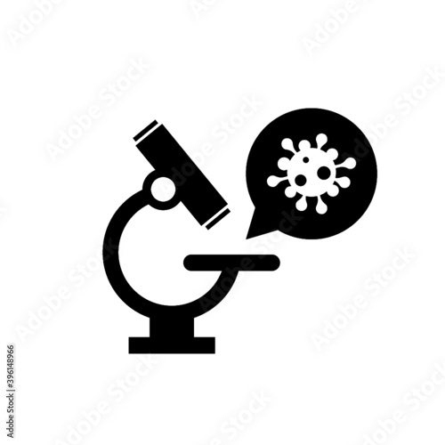 Virus research icon. Covid 19 coronavirus microscope sign isolated on white background