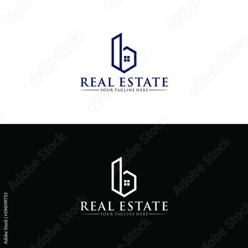 Letter B in vector for Real Estate , Property and Construction Logo design for business corporate sign. Minimal logo design template on white background.