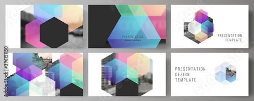 Vector layout of the presentation slides design business templates, multipurpose template with abstract shapes and colors for presentation brochure, brochure cover, business report.