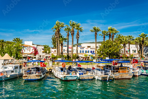 Bodrum Town marina view. Bodrum is popular tourist destination in Turkey.
