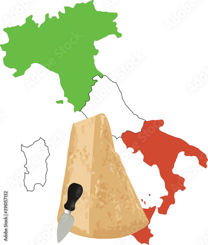 Parmesan cheese aged with a knife