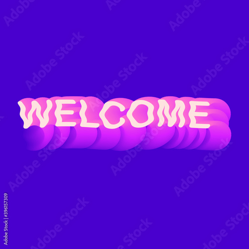 Welcome purple blue wavy vibe faded bright neon text.