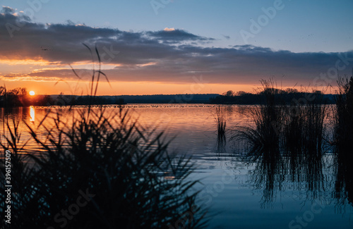 sunset over the lake