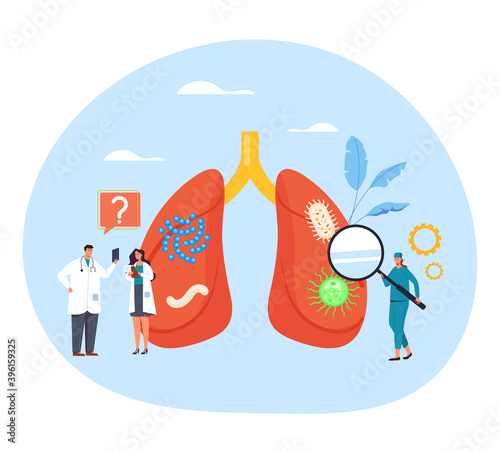 lungs diagnosis test research diagnostic examination virus pneumonia covid-19 coronavirus. Health care concept. Vector flat graphic design illustration