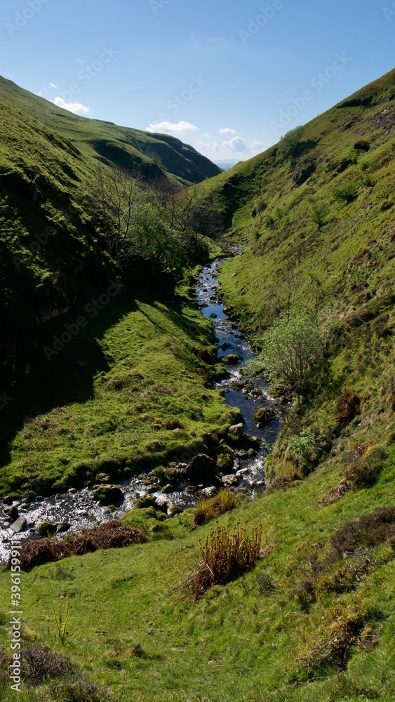 Valley between hills with a little pristine spring Valley between hills with a little pristine spring