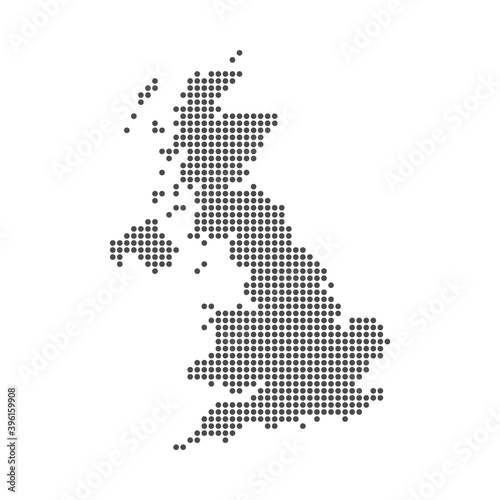 Pixel mosaic map of United Kingdom. Halftone design. Vector illustration.
