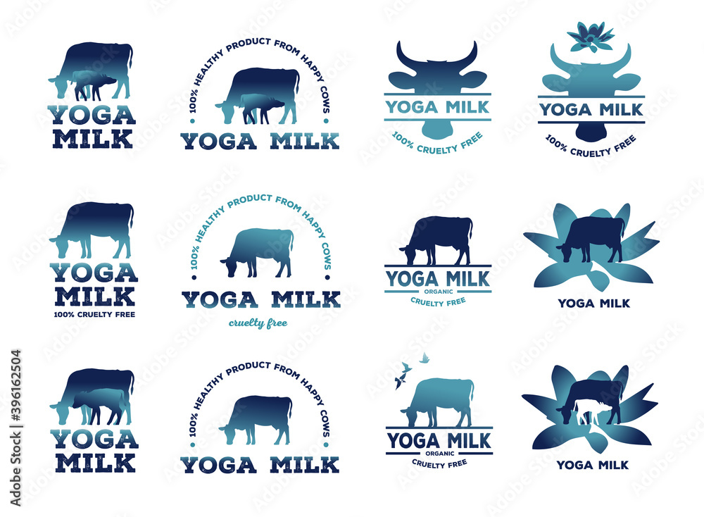 Yoga cosmic logo for eco friendly, cruelty free farming and cow caring milk products
