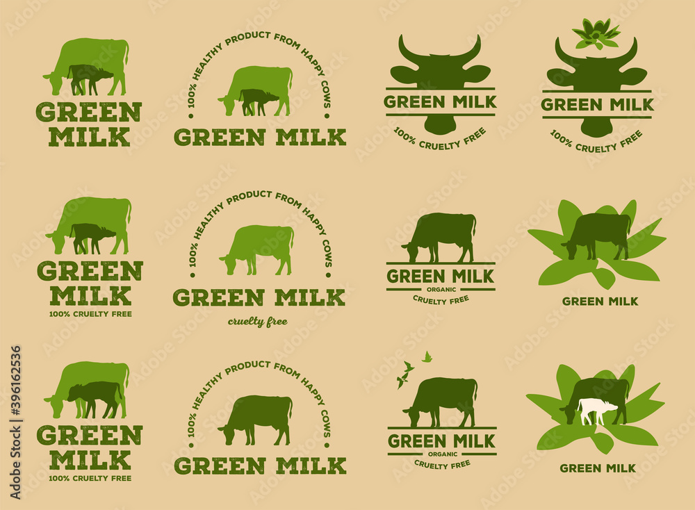 Green logo for eco friendly, cruelty free farming and cow caring