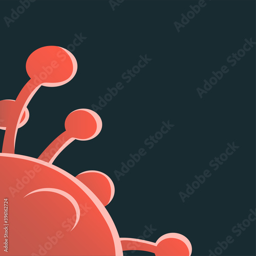 Banner on the theme of coronavirus. COVID-19 virus up close. Vector illustration with place for text.